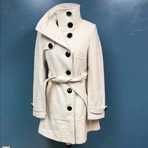 Express Women's Cream Double-Breasted Coat